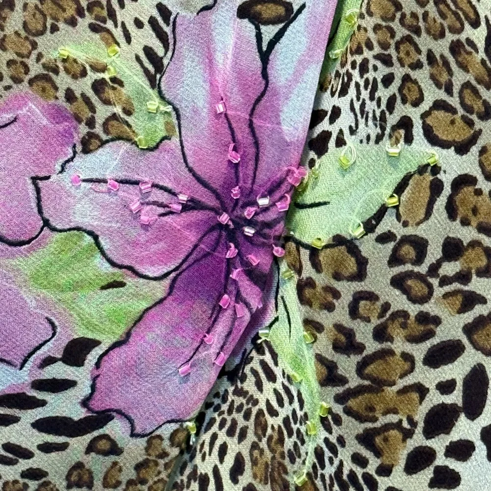 Robbie Bee Vibrant Floral and Leopard Print Dress - Picture 3 of 12